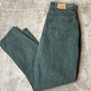 Vintage 90's Lee Ultra High Rise Mom Curvy Forest Green Wash Colored  Je…